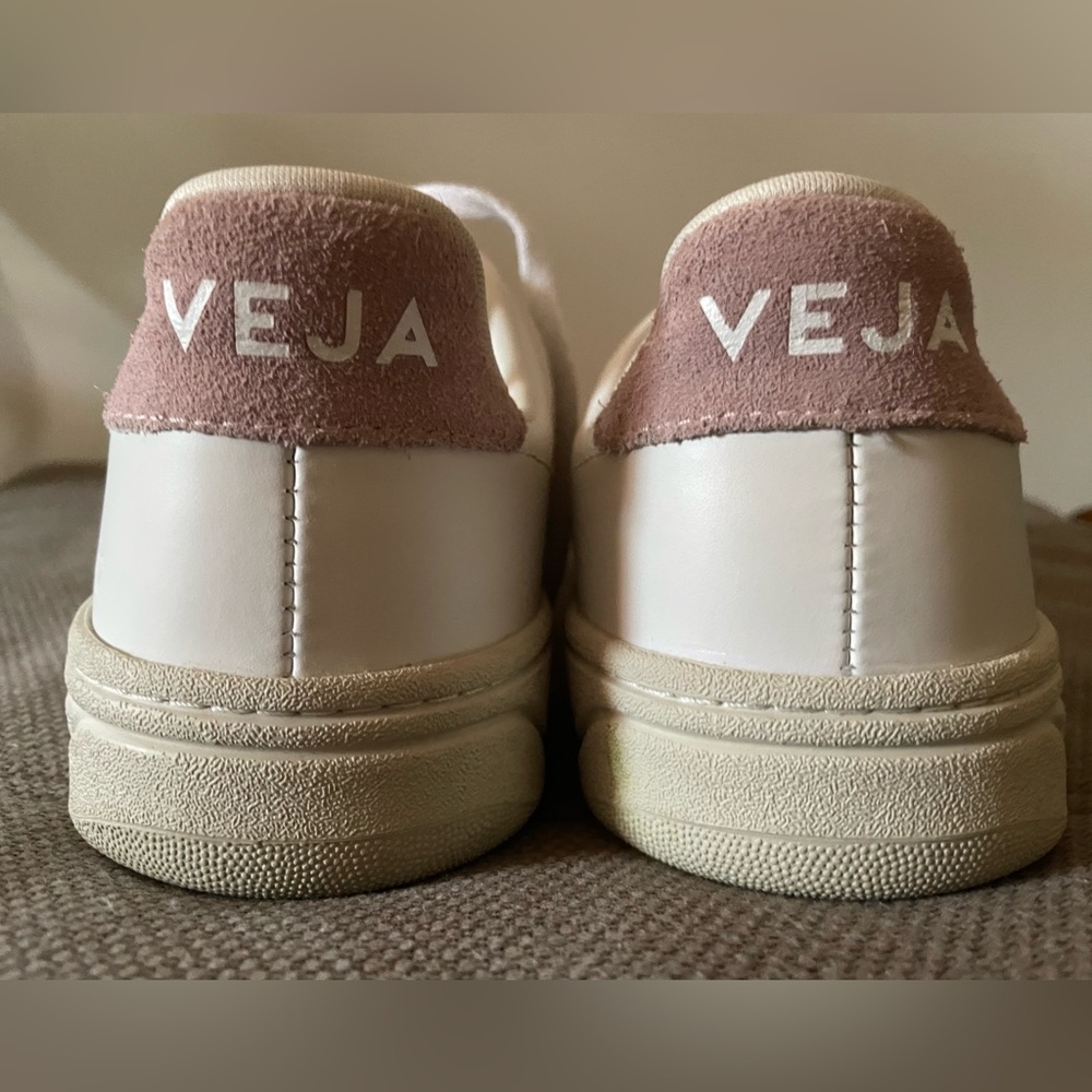 VEJA
+ NET SUSTAIN V-12 suede-trimmed leather sneakers